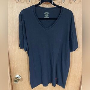 #45- POLO RALPH LAUREN-Black with Red logo v neck T-shirt